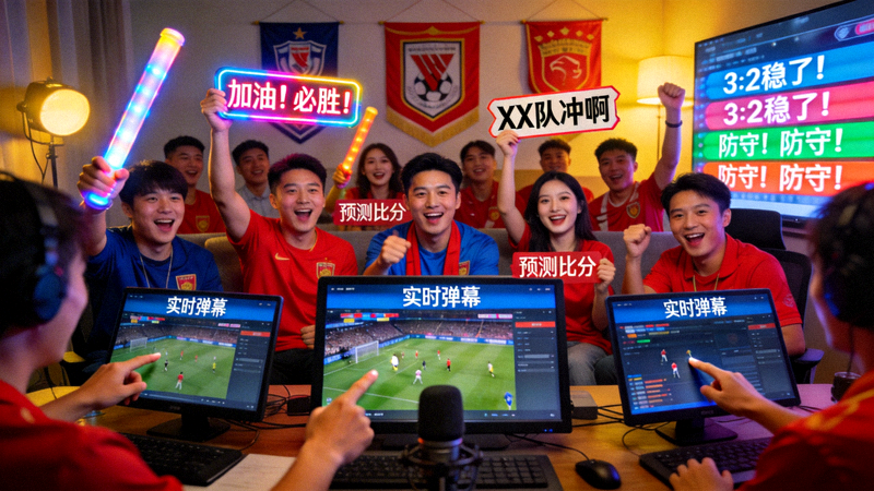 直播间聊天室球迷互动热烈场景